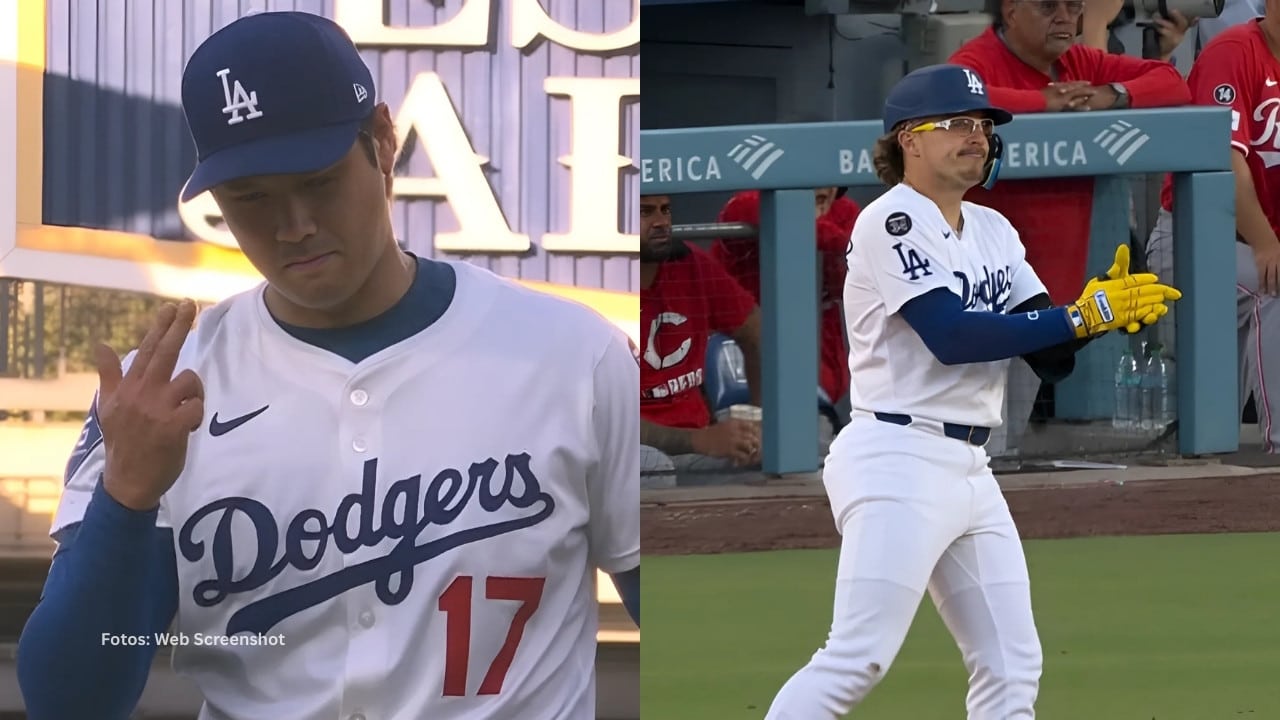 Shohei Ohtani y Enrique Hernández con los Angeles Dodgers