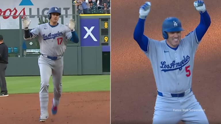 Shohei Ohtani y Freddie Freeman con Los Angeles Dodgers