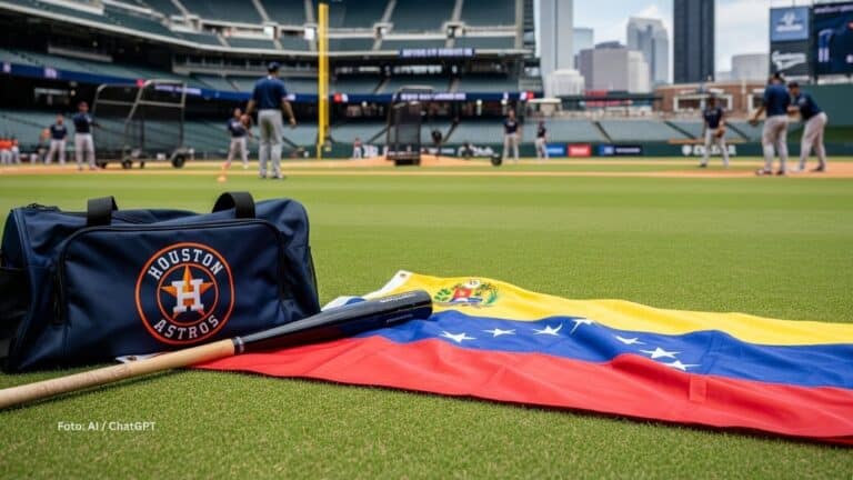Bolso de Houston Astros y jugadores en la practica