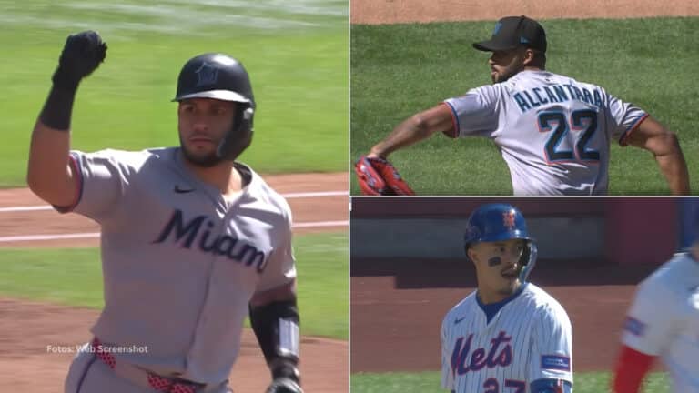 Agustin Ramirez y Sandy Alcantara con Miami Marlins y Mark Vientos con New York Mets