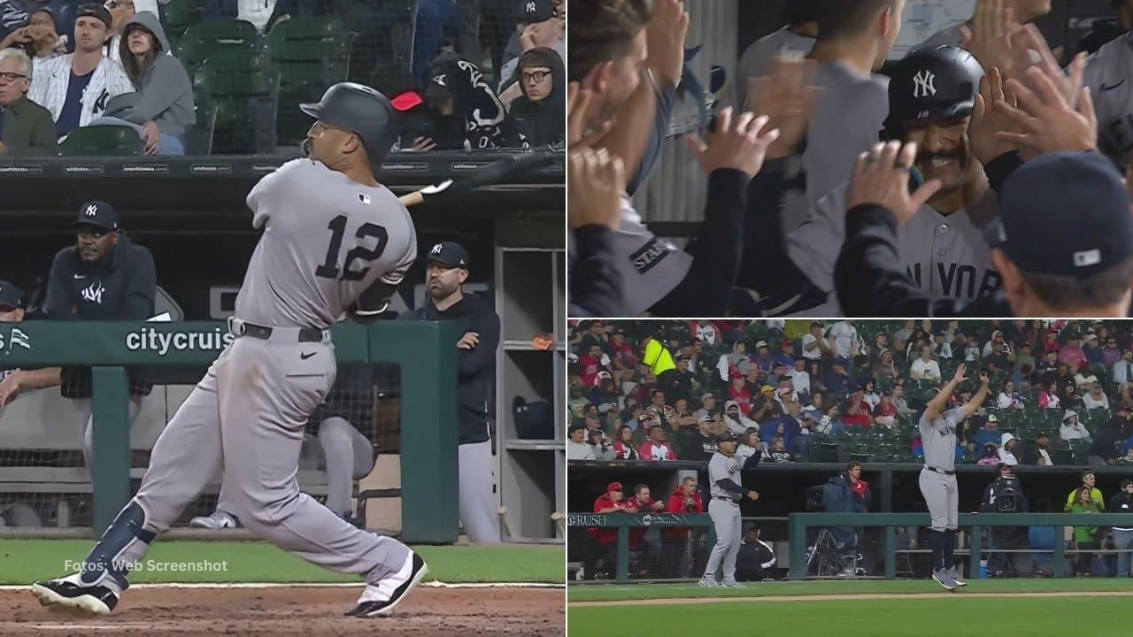 Trent Grisham y Giancarlo Stanton celebran jonrones con New York Yankees