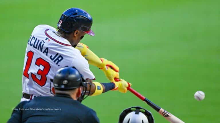 Ronald Acuña Jr. sigue escribiendo capítulos dorados en MLB y ahora tiene en la mira un nuevo peldaño estadístico. Photo: Rich von Biberstein/Icon Sportswire