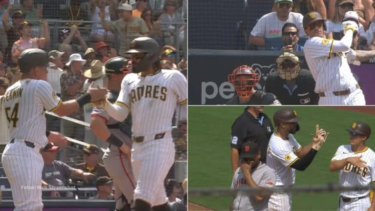 Fernando Tatis Jr celebra junto a Fermin, Manny Machado y Xander Bogaerts con San Diego Padres