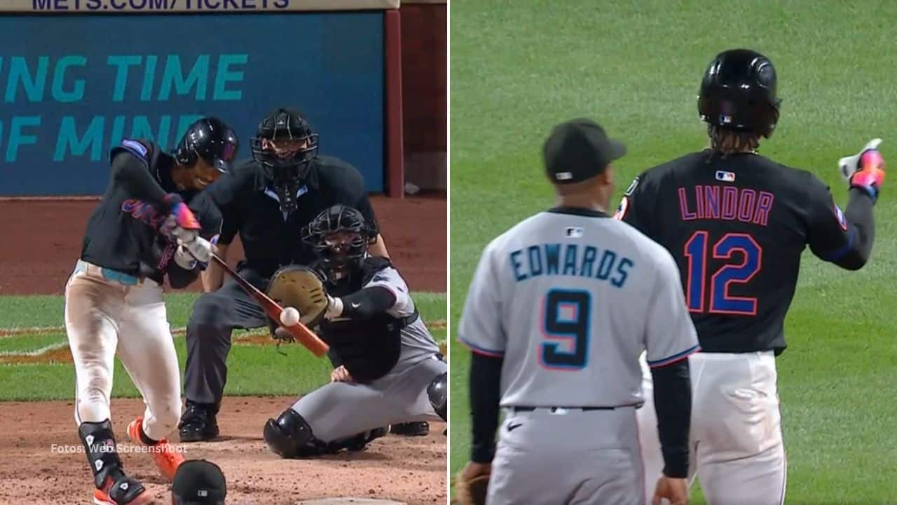 El pelotero boricua Francisco Lindor no perdonó al relevo de Miami Marlins y se unió a la fiesta ofensiva que se vivió en el "Citi Field".