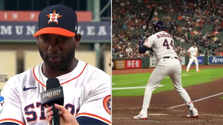 Como la principal figura del encuentro, Yordan Alvarez fue entrevistado por Julia Morales de Space City Home Network.