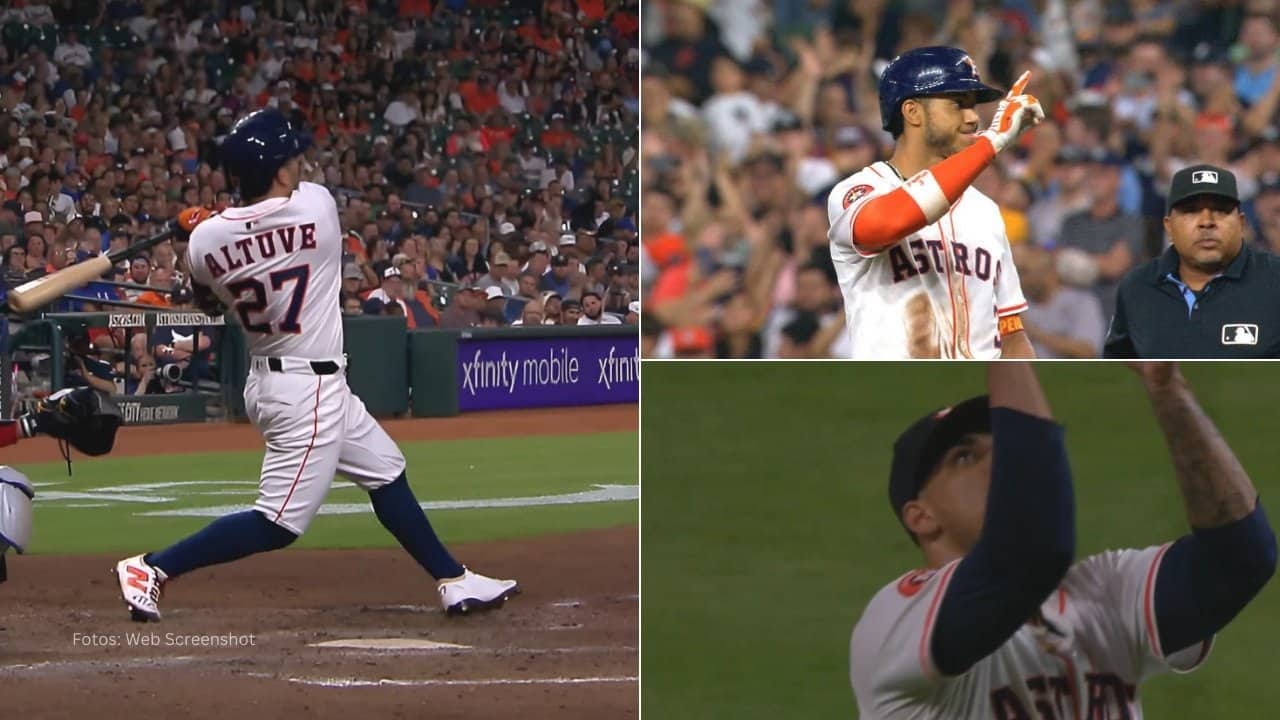 Jose Altuve, Jeremy Peña y Bryan Abreu con Houston Astros