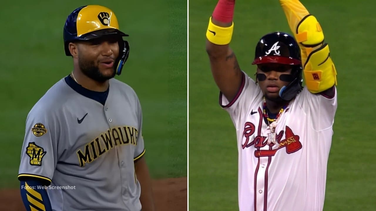 Jackson Chourio y Ronald Acuña Jr. en un juego de MLB