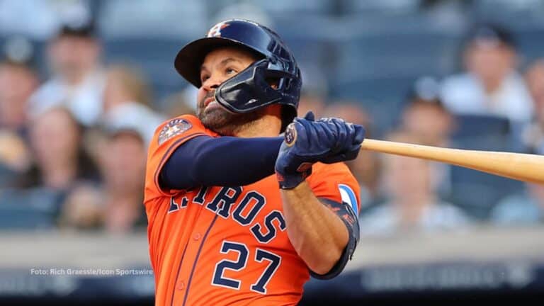 Jose Altuve, por segunda ocasión en su carrera logró, en una misma campaña, 25+ jonrones, 150+ hits y 75+ carreras impulsadas. Photo: Rich Graessle/Icon Sportswire