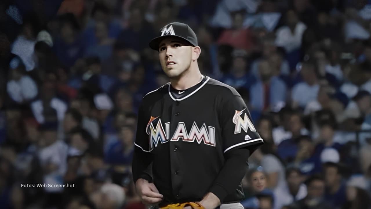 Jose Fernández en un juego con Miami Marlins