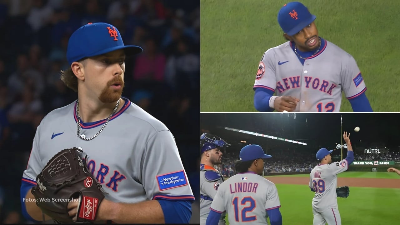 Nolan McLean, Francisco Lindor y jugadores de New York Mets