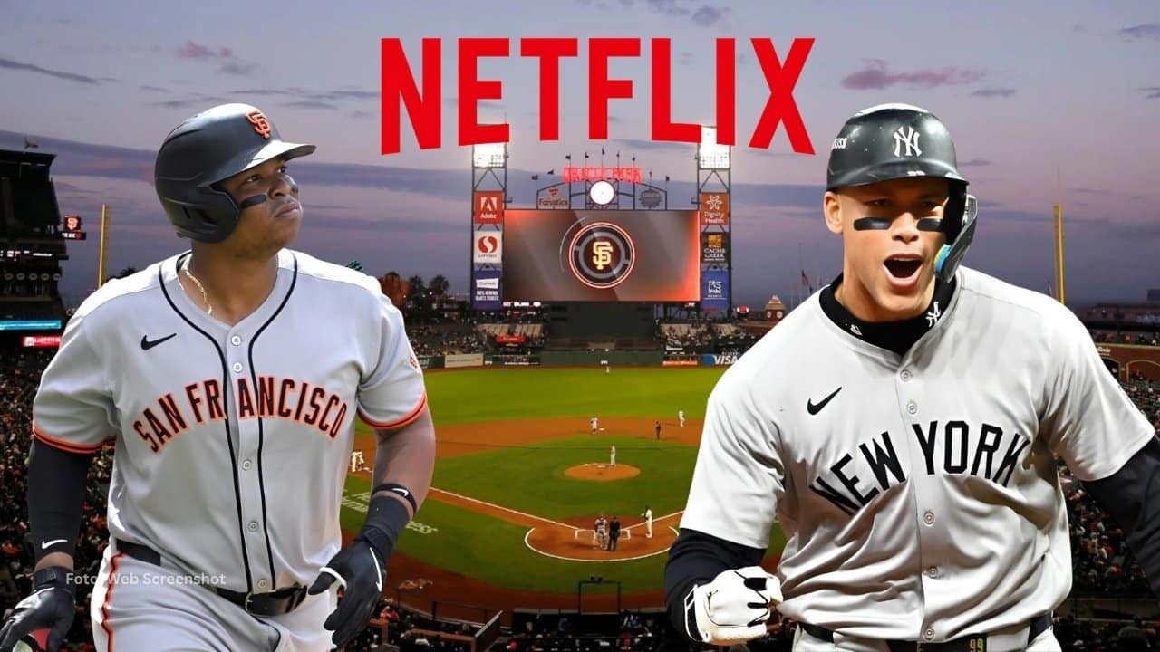 Rafael Devers con el uniforme de San Francisco Giants y Aaron Judge con New York Yankees en el Orale Park. Netflix