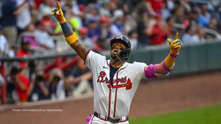 El pelotero venezolano Ronald Acuña Jr llegó a 432 bases por bolas de por vida como pelotero activos de las Mayores. Photo: John Adams/Icon Sportswire