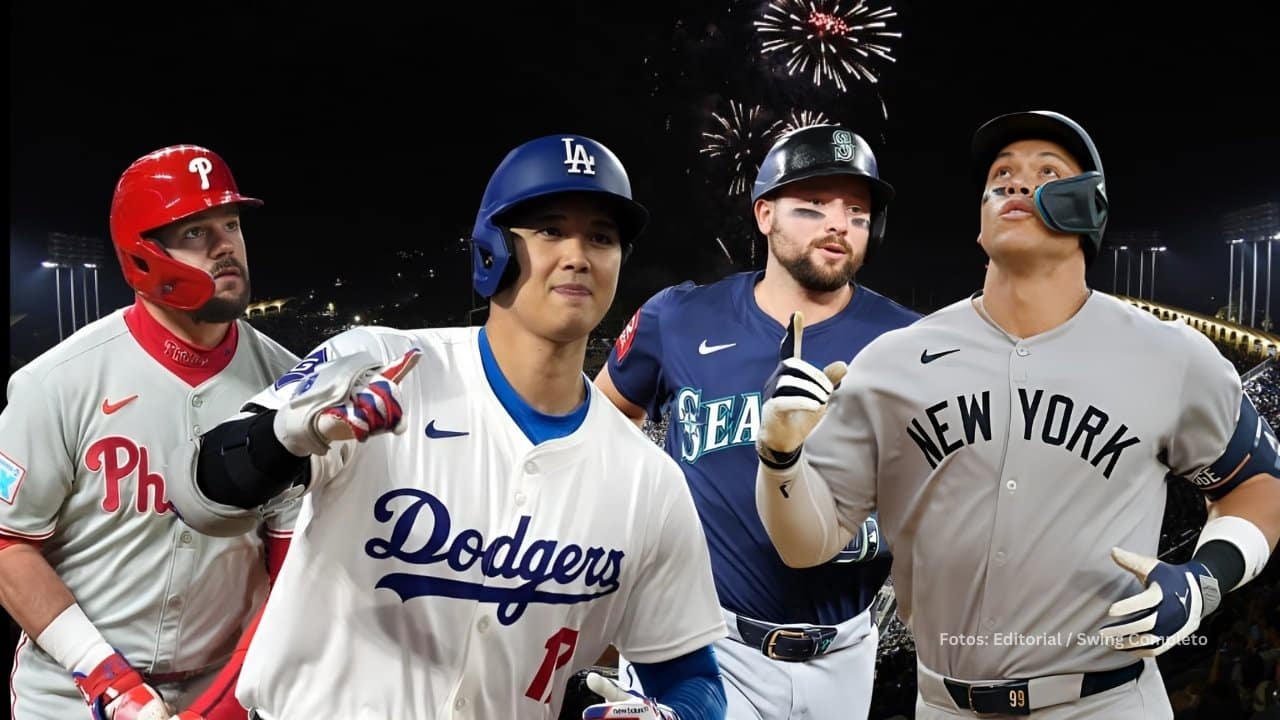 Kyle Schwarber, Aaron Judge, Shohei Ohtani y Cal Raleigh jonrones MLB