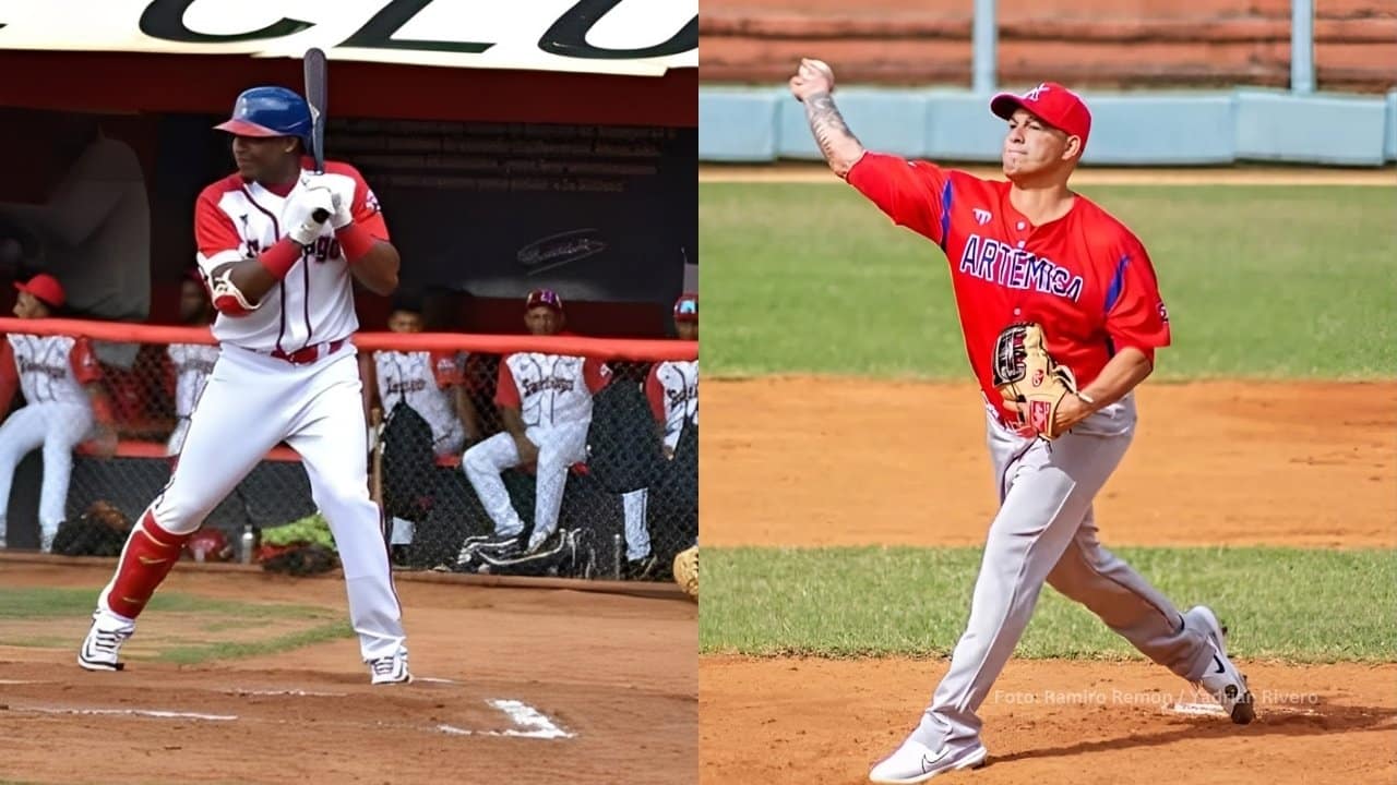Yoelkis Guibert bateando con el conjunto de Santiago en la Serie Nacional