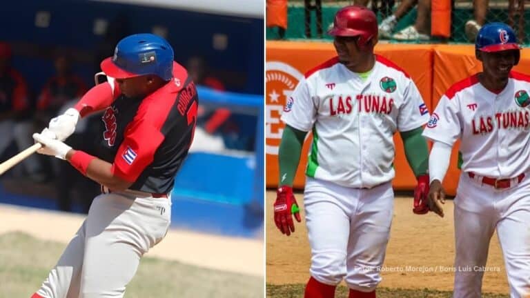 Yoelkis Guibert bateando y Yosvany Alarcon con Las Tunas. 64 Serie Nacional del beisbol cubano