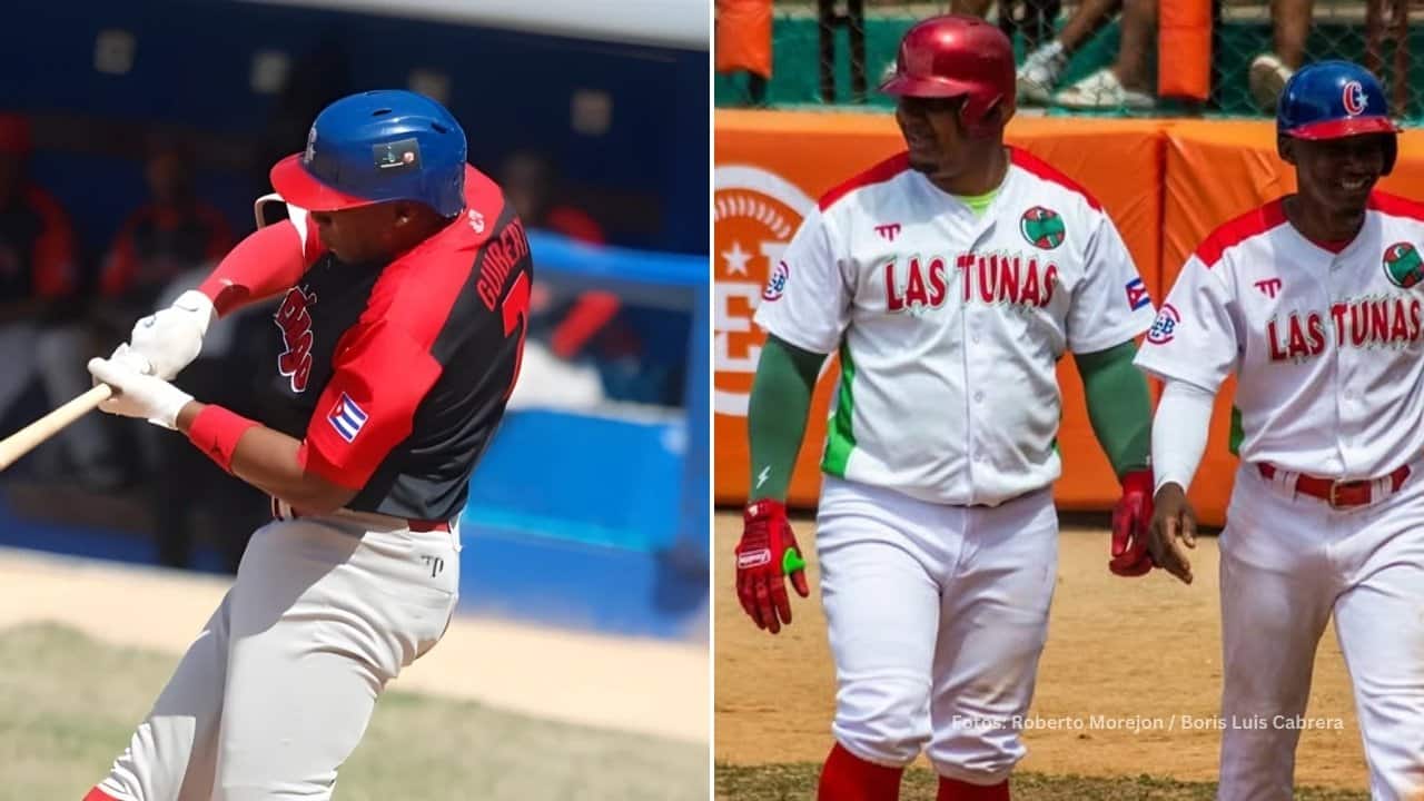 Yoelkis Guibert bateando y Yosvany Alarcon con Las Tunas. 64 Serie Nacional del beisbol cubano