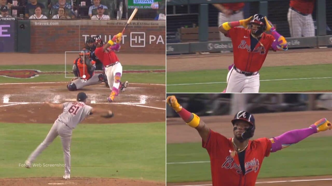 El pelotero venezolano Ronald Acuña Jr también llegó a 450 rayitas traídas hasta el home plate de por vida en su carrera como ligamayorista.