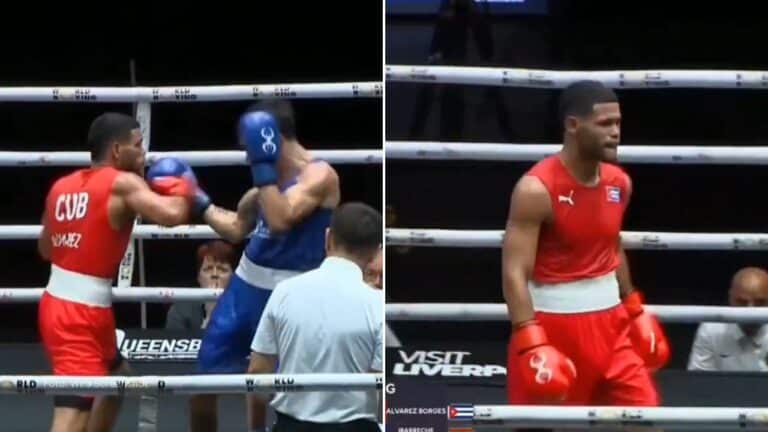 Erislandy Álvarez fue contundente desde el comienzo del enfrentamiento y utilizó varias veces sus constantes combinaciones.