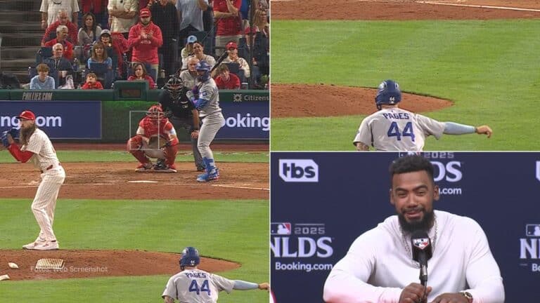 Teoscar Hernández conectó el jonrón que le dio la victoria a Los Angeles Dodgers luego de que Andy Pages hiciera una seña en segunda base.