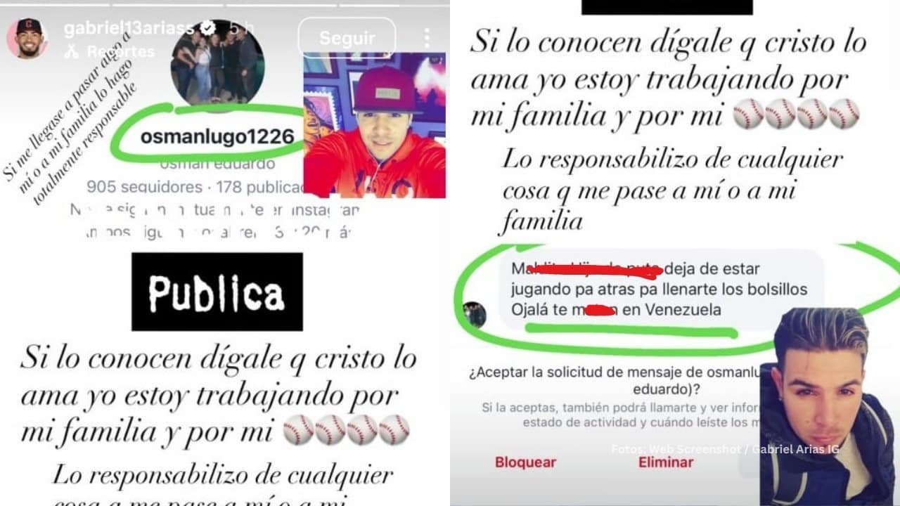 Captura de la denuncia de Gabriel Arias en Instagram