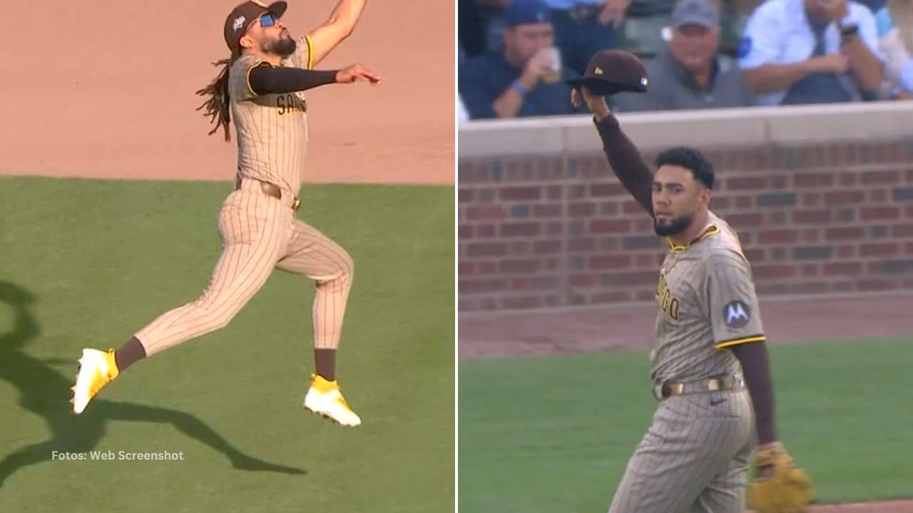 Robert Suarez se quitó la gorra en forma de agradecimiento a Fernando Tatis Jr. por esta grandiosa jugada en el Juego 2 ante Cubs.