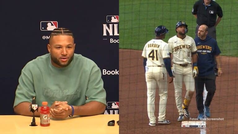 Jackson Chourio tuvo que abandonar el Juego 1 de la Serie Divisional debido a una lesión en el tendón de la corva.