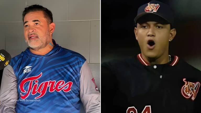 Oswaldo Guillen en una entrevista y Miguel Cabrera con Tigres de Aragua