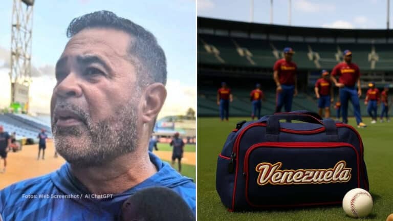 Oswaldo Guillen en una entrevista y un bolso de Venezuela