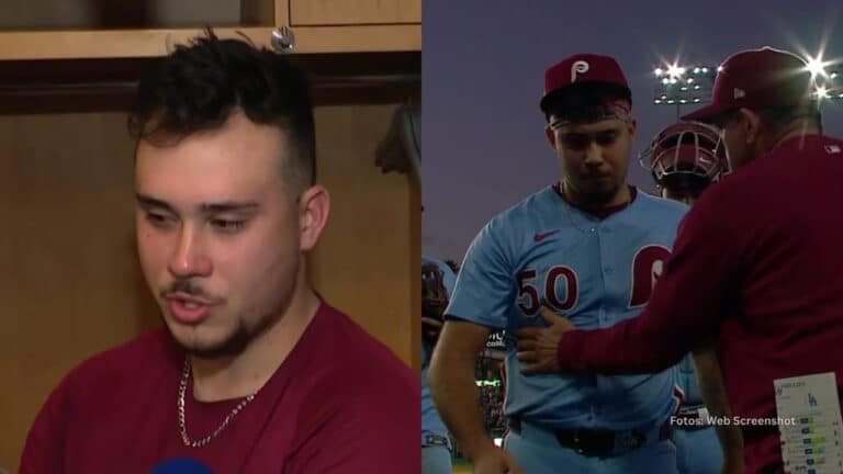 Pitcher de Phillies hablando del error ante Dodgers