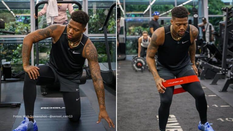 En el recinto de ejercicios se le pudo observar a Ronald Acuña Jr. en una foto junto a Rafael Marchan, grandesligas de Philadelphia Phillies.