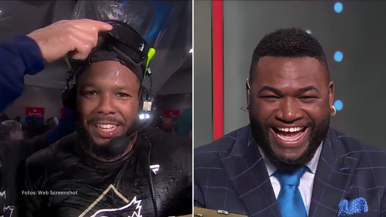Vladimir Guerrero Jr y David Ortiz en una transmisión haciendo bromas