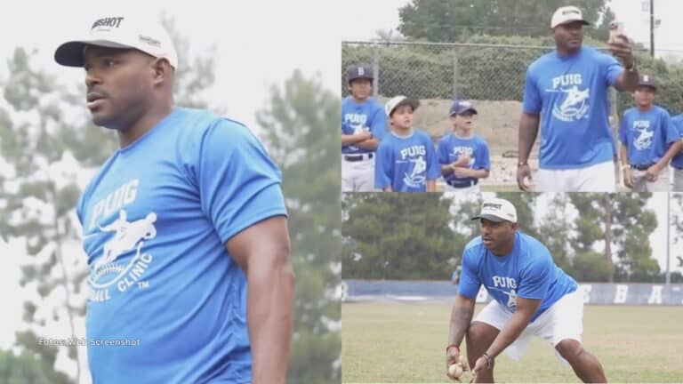 Yasiel Puig en clínica de beisbol