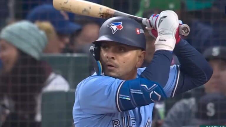 Andrés Giménez formó parte del rally de nueve carreras que le fabricó Toronto a Los Dodgers en la sexta entrada.