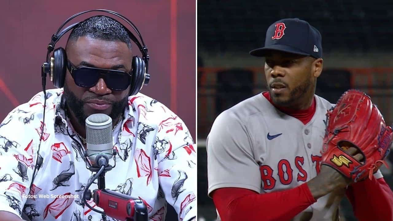 David Ortiz en una entrevista y Aroldis Chapman con Boston Red Sox
