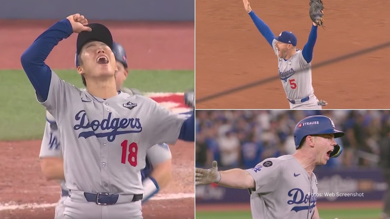Yoshinobu Yamamoto, Freddie Freeman y Will Smith celebran el titulo con Los Angeles Dodgers