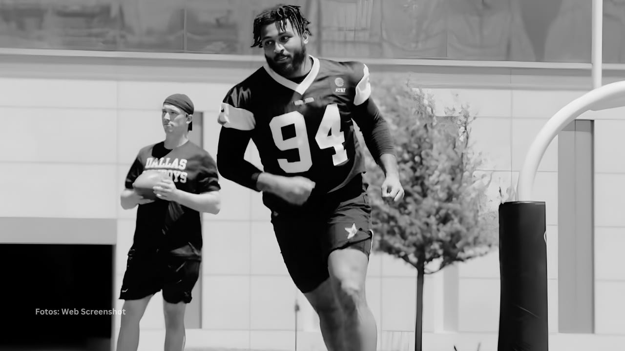 Marshawn Kneeland en una practica con Dallas Conwboys