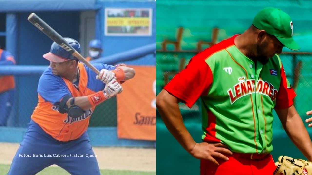 Frederich Cepeda bateando y lanzador de Las Tunas en la Serie Nacional del Beisbol Cubano