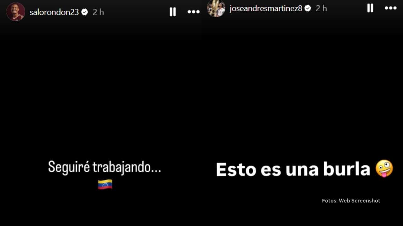 Historias de instagram de Salomon Rondon y Jose Andres Martinez tras la nueva convocatoria de La Vinotinto