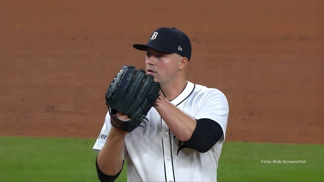 Tarik Skubal lanzando con Detroit Tigers