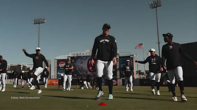 Jugadores de New York Yankees en una practica en el Spring Training