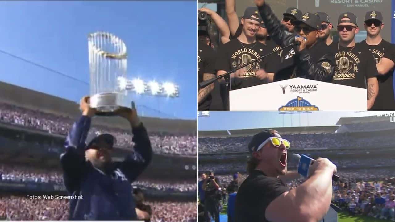 Los Angeles Dodgers realizaron la caravana del triunfo por el centro de la ciudad ante miles de fanáticos.