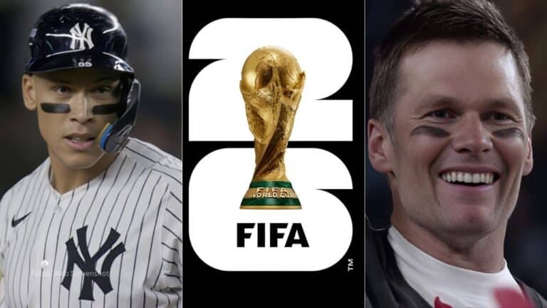 Aaron Judge y Tom Brady, Logo del Mundial de futbol FIFA 2026