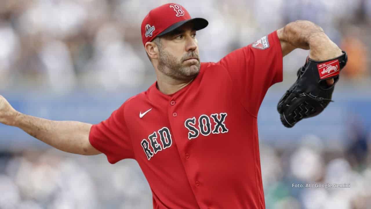 Justin Verlander con uniforme de Boston Red Sox