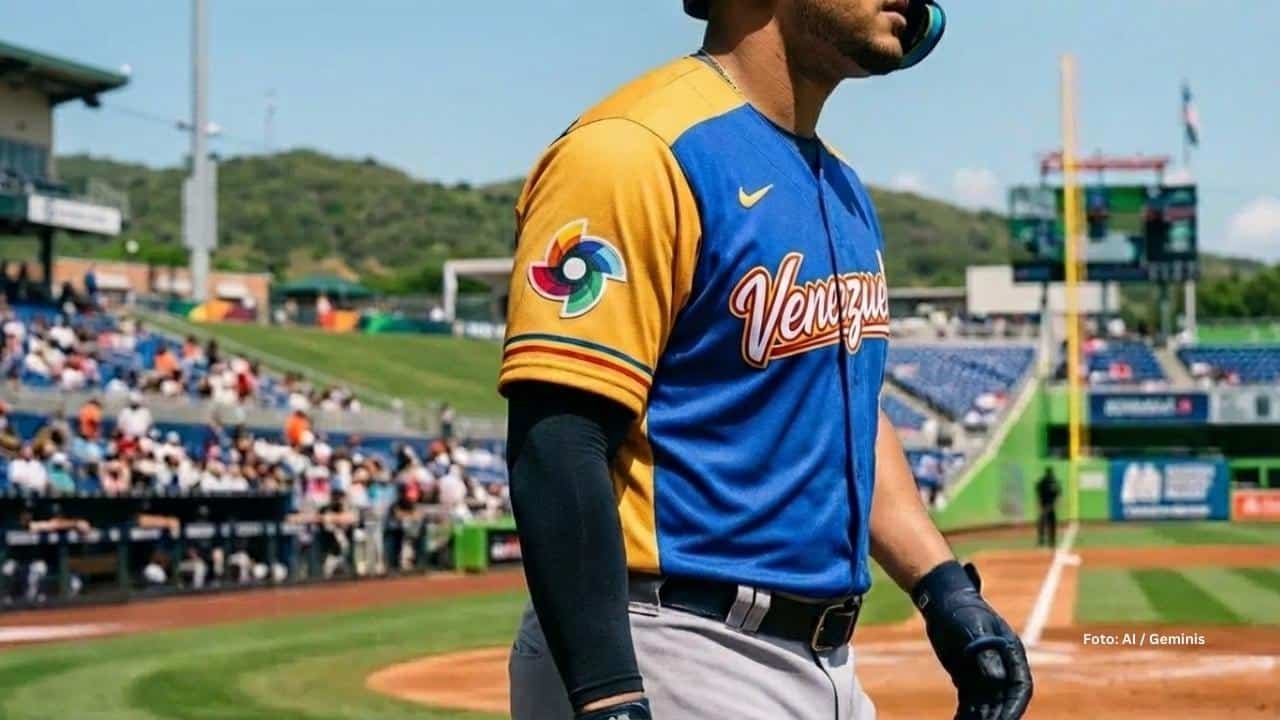 Pelotero con el uniforme de Venezuela en el Clásico Mundial