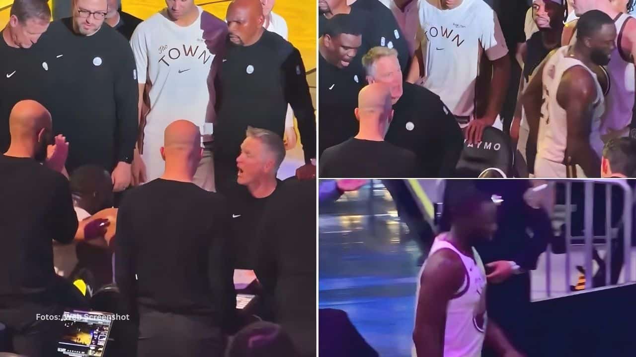 Draymond Green discute con Steve Kerr en un juego de Golden State Warriors