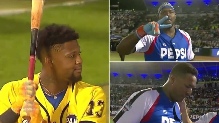 Ronald Acuña Jr., Yasiel Puig y Salvador Perez en el Derby de cuadrangulares