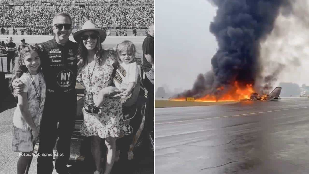 El avión de Greg Biffle regresó a tierra en condiciones adversas y se estrelló provocando un incendio.