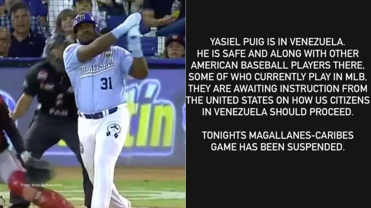Pocas horas antes Yasiel Puig había jugado el primer juego de Postemporada con Navegantes del Magallanes.