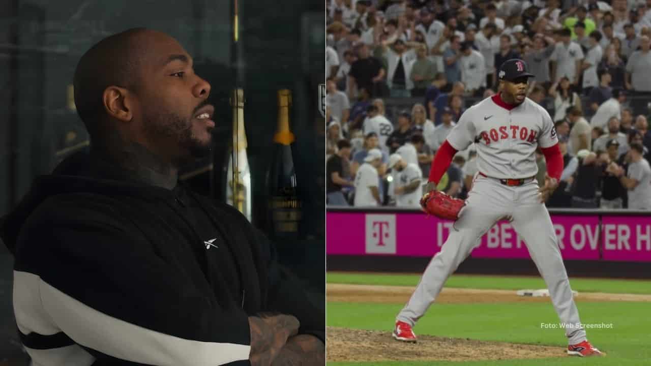 Aroldis Chapman en una entrevista y un juego con Boston Red Sox