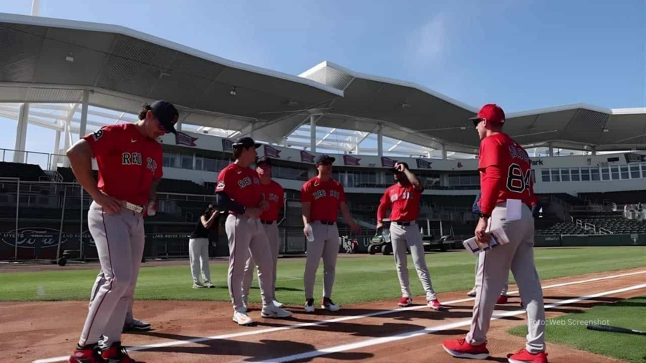 Jugadores de Boston Red Sox en una practica en el Spring Training